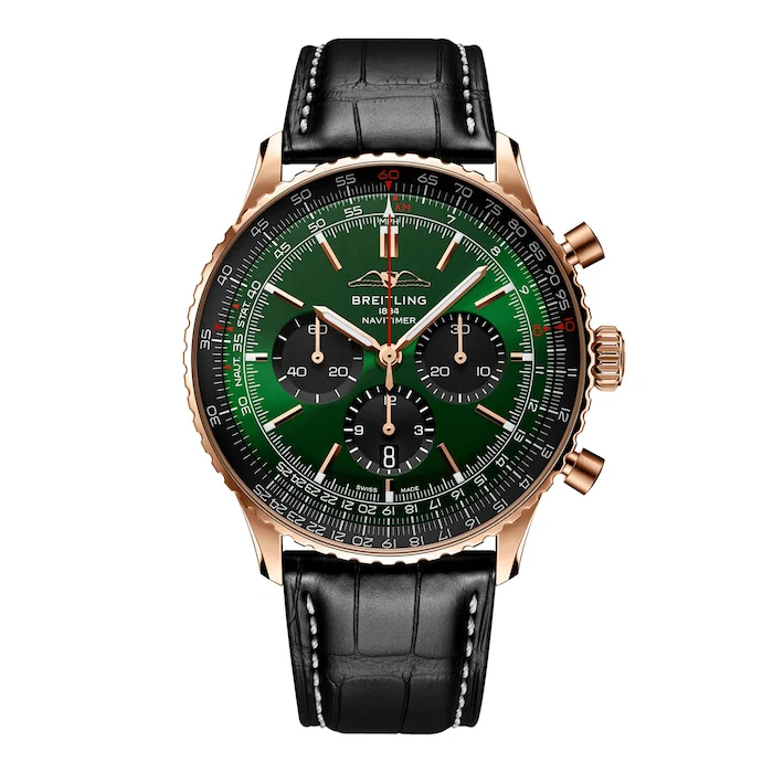 Breitling Automatic 46mm Men’s Watch with Green Material Dial, Gold Case, 300m Water Resistant / RB0137241L1P1