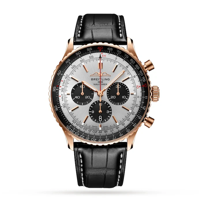 Breitling Automatic 46mm Men’s Watch with Silver Material Dial, Gold Case, 30m Water Resistant / RB0137241G1P1