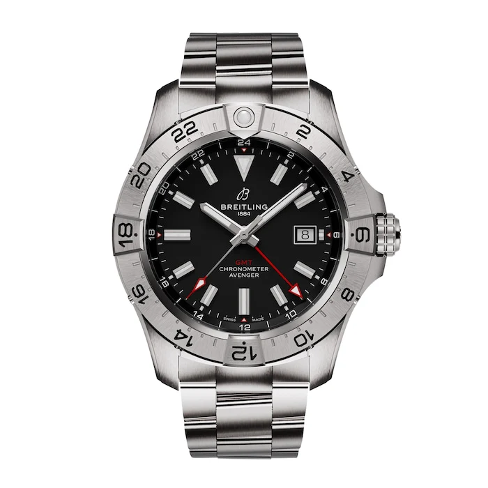Breitling Avenger Automatic GMT 44mm Mens Luxury Watch Black Stainless Steel A32320101B1A1