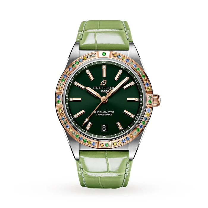 Breitling Chronomat Automatic 36 South Sea Green Leather Strap Ladies Watch Luxury Watch U10380611L1P1