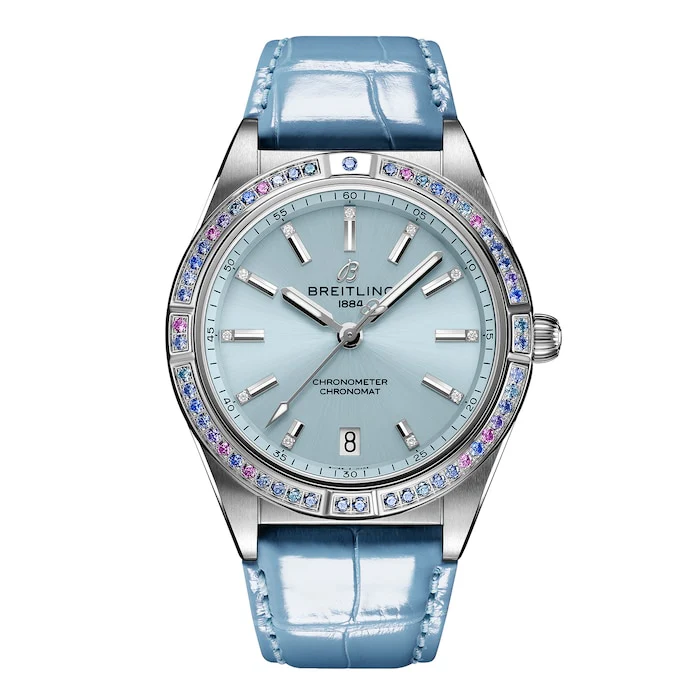 Breitling Chronomat Automatic 36 South Sea Ice Blue Leather Strap Ladies Watch Luxury Watch G10380611C1P1