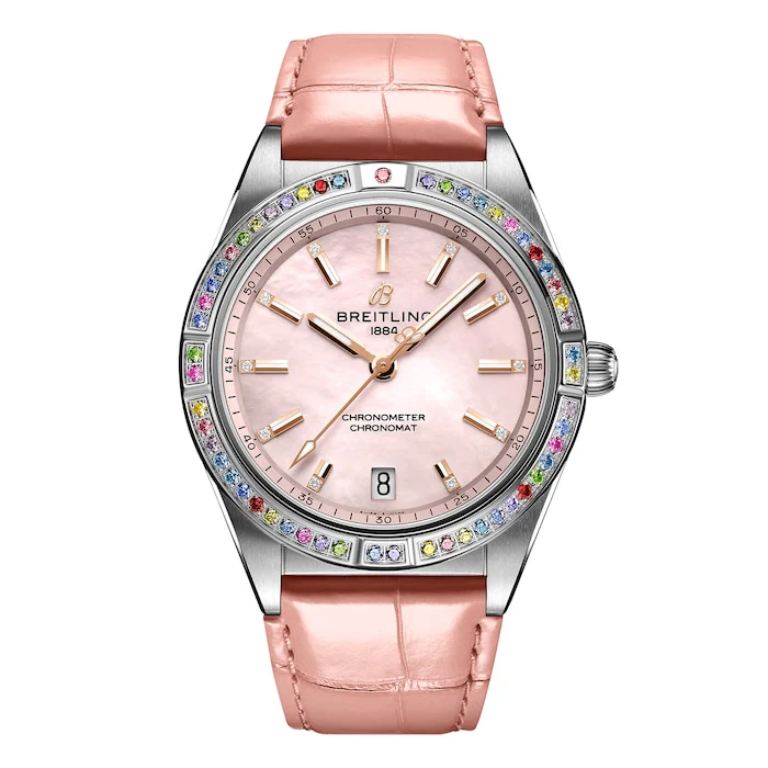 Breitling Chronomat Automatic 36 South Sea Pink Leather Strap Ladies Watch Luxury Watch G10380BB1K1P1
