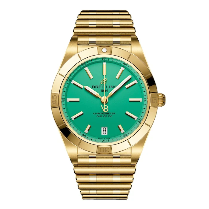 Breitling Chronomat Automatic 36mm Victoria Beckham Limited Edition Ladies Watch Peppermint Yellow Gold K103801A1L1K1