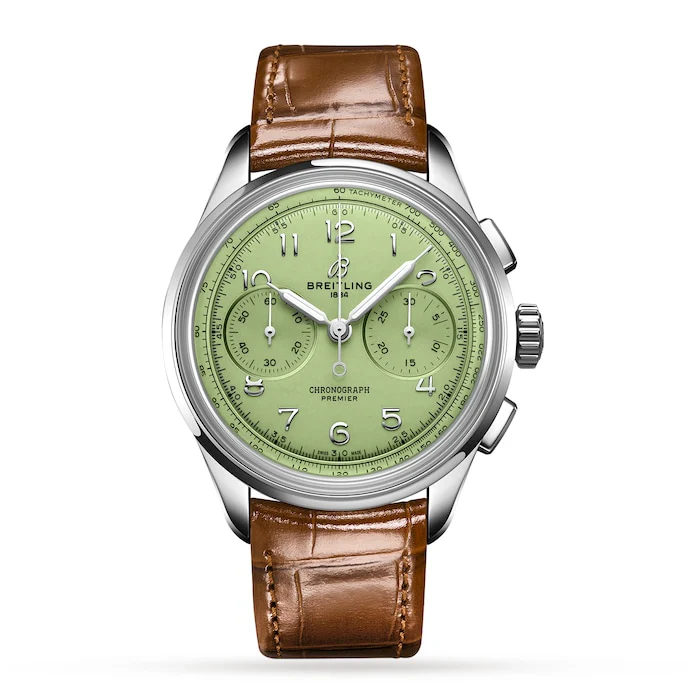Breitling Elegance 42mm Men’s Watch with Pistachio Material Dial, Stainless Steel Case, 100m Water Resistant / AB0930D31L1P1