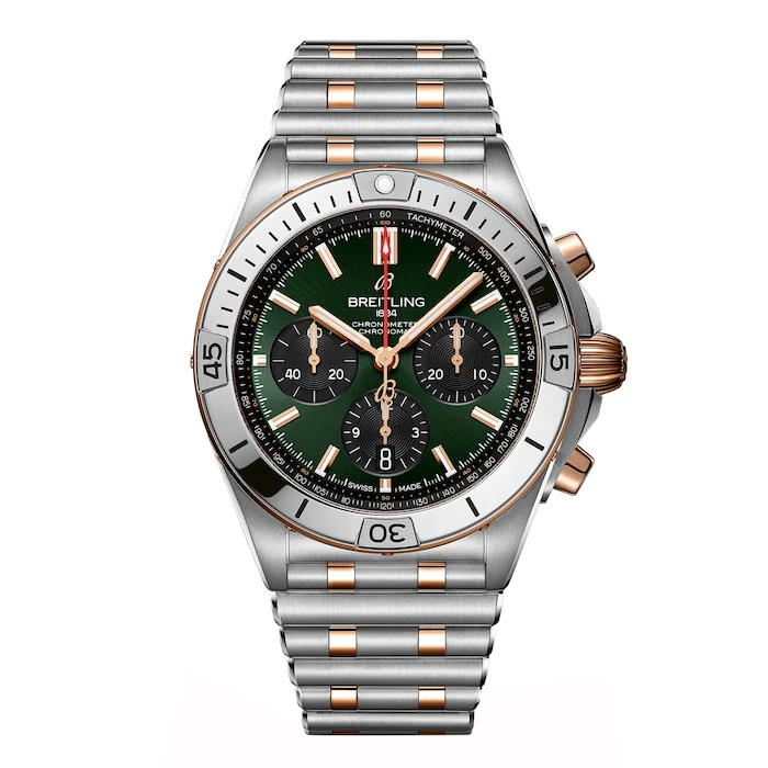 Breitling Elegance Automatic 42mm Men’s Watch with Green Material Dial, Stainless Steel Case & Bracelet, 200m Water Resistant / UB0134131L1U1