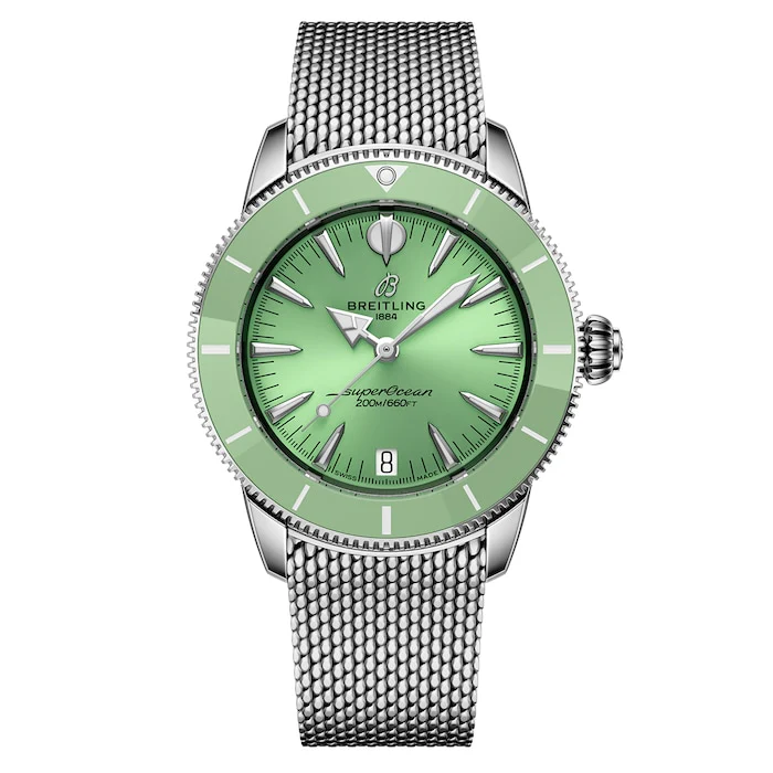 Breitling Heritage Automatic 36mm Men’s Watch with Green Material Dial, Stainless Steel Case & Bracelet, 200m Water Resistant / A10390361L1A1