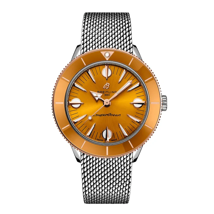 Breitling Heritage Automatic 38mm Men’s Watch with Yellow Material Dial, Stainless Steel Case & Bracelet, 100m Water Resistant / U10340281I1A1