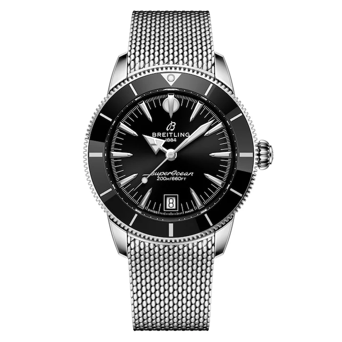 Breitling Heritage Automatic 40mm Men’s Watch with Black Material Dial, Stainless Steel Case & Bracelet, 200m Water Resistant / AB3110241B1A1
