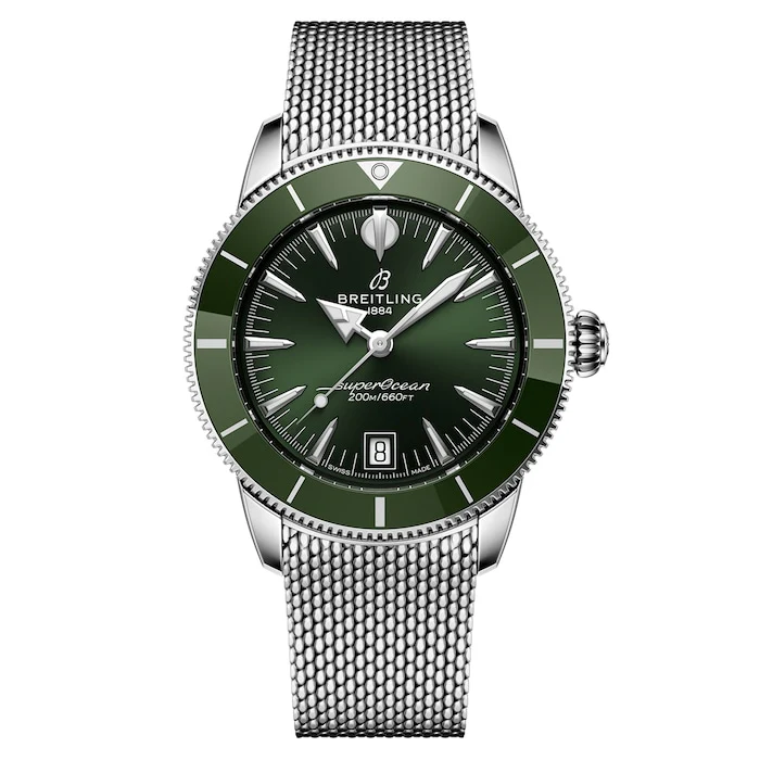 Breitling Heritage Automatic 40mm Men’s Watch with Green Material Dial, Stainless Steel Case & Bracelet, 200m Water Resistant / AB3110361L1A1