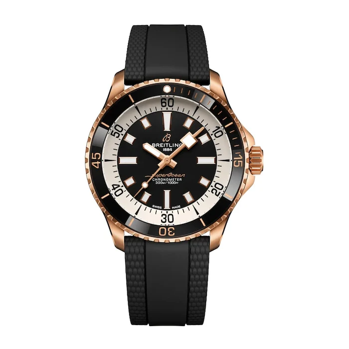 Breitling Heritage Automatic 42mm Men’s Watch with Black Material Dial, Gold Case, 300m Water Resistant / R17375211B1S1