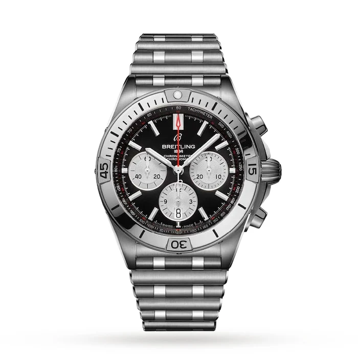 Breitling Heritage Automatic 42mm Men’s Watch with Black Material Dial, Stainless Steel Case & Bracelet, 200m Water Resistant / AB0134101B1A1
