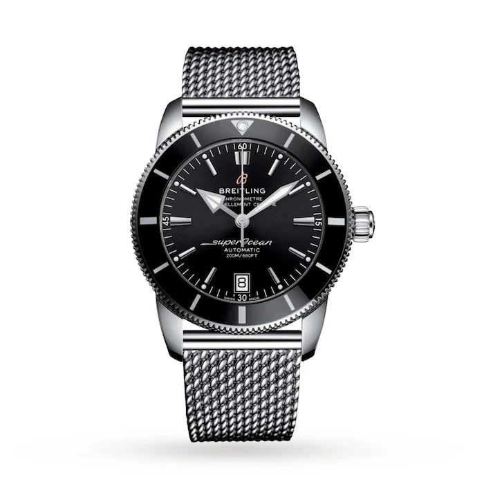 Breitling Heritage Automatic 42mm Men’s Watch with Black Material Dial, Stainless Steel Case & Bracelet, 200m Water Resistant / AB2010121B1A1