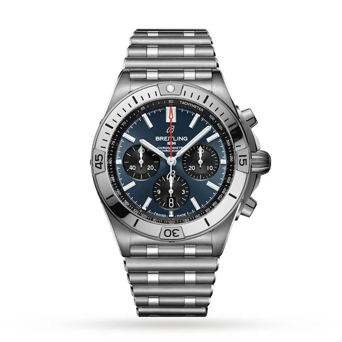 Breitling Heritage Automatic 42mm Men’s Watch with Blue Material Dial, Stainless Steel Case & Bracelet, 200m Water Resistant / AB0134101C1A1