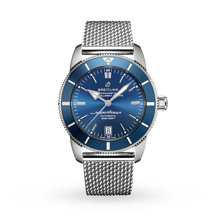 Breitling Heritage Automatic 42mm Men’s Watch with Blue Material Dial, Stainless Steel Case & Bracelet, 200m Water Resistant / AB2010161C1A1
