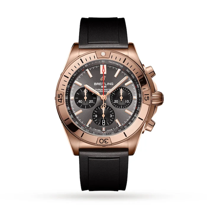 Breitling Heritage Automatic 42mm Men’s Watch with Grey Material Dial, Gold Case, 200m Water Resistant / RB0134101B1S1