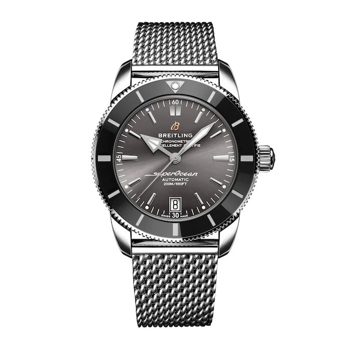 Breitling Heritage Automatic 42mm Men’s Watch with Grey Material Dial, Stainless Steel Case & Bracelet, 200m Water Resistant / AB20102B1B1A1