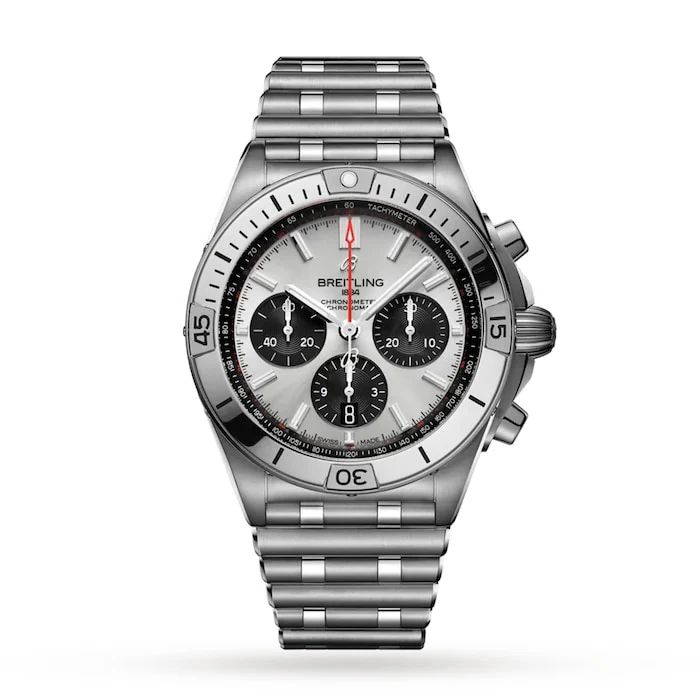 Breitling Heritage Automatic 42mm Men’s Watch with Silver Material Dial, Stainless Steel Case & Bracelet, 200m Water Resistant / AB0134101G1A1