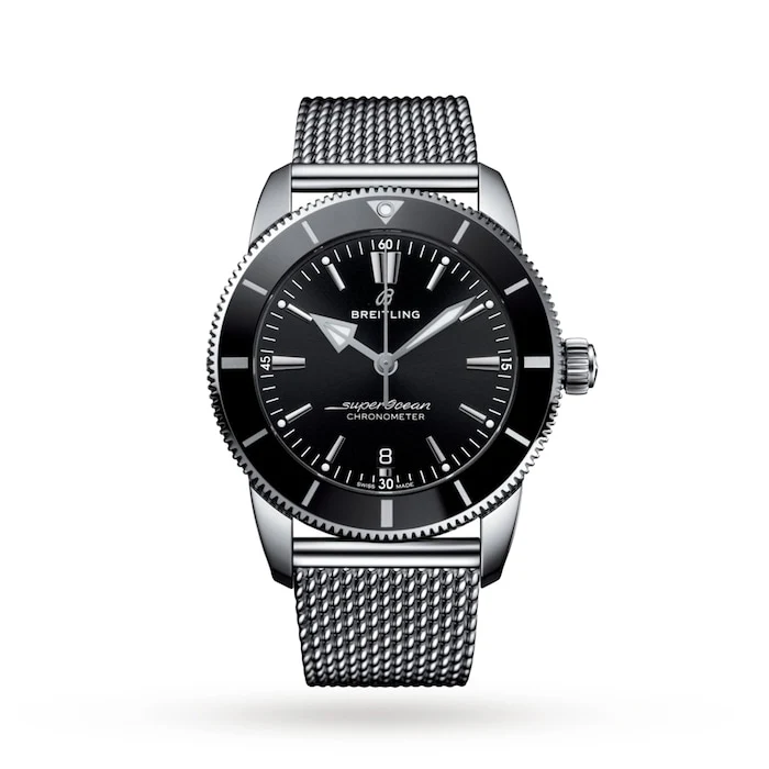 Breitling Heritage Automatic 44mm Men’s Watch with Black Material Dial, Stainless Steel Case & Bracelet, 200m Water Resistant / AB2030121B1A1