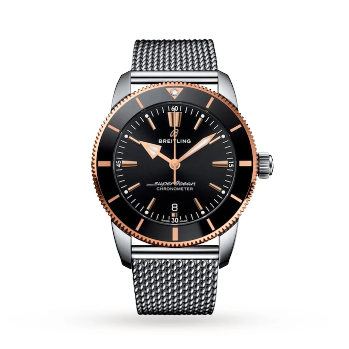 Breitling Heritage Automatic 44mm Men’s Watch with Black Material Dial, Stainless Steel Case & Bracelet, 200m Water Resistant / UB2030121B1A1