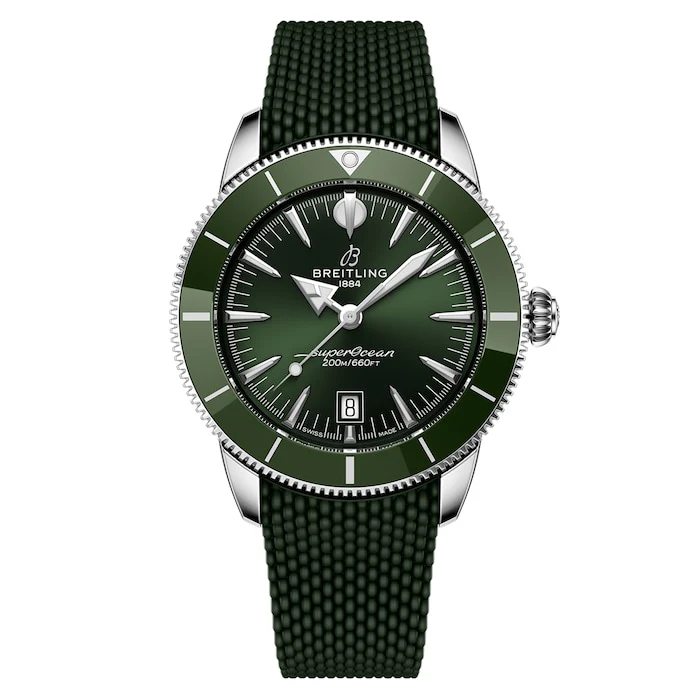 Breitling Heritage Automatic 44mm Men’s Watch with Green Material Dial, Stainless Steel Case, 200m Water Resistant / AB3112361L1S1