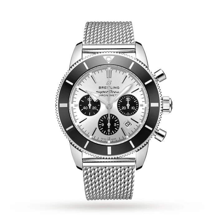 Breitling Heritage Automatic 44mm Men’s Watch with Silver Material Dial, Stainless Steel Case & Bracelet, 200m Water Resistant / AB0162121G1A1