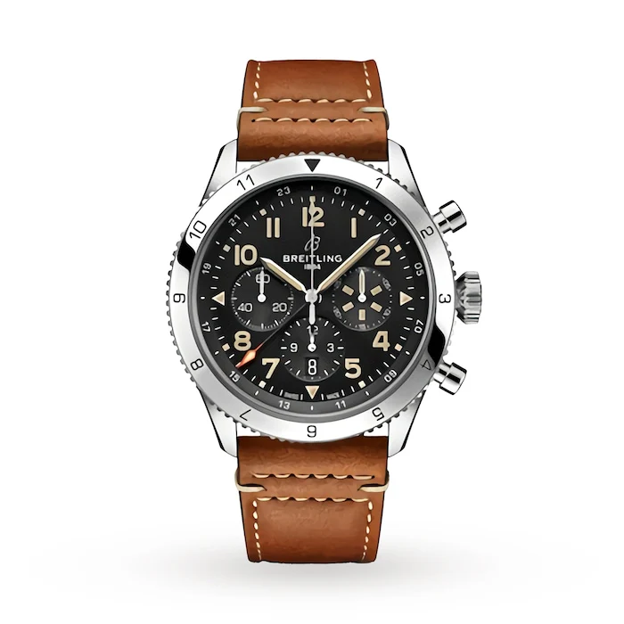 Breitling Heritage Automatic 46mm Men’s Watch with Black Material Dial, Stainless Steel Case, 100m Water Resistant / AB04453A1B1X1
