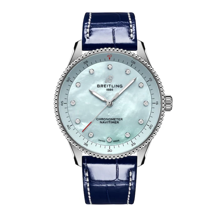 Breitling Navitimer 32mm Ladies Watch Blue Mother Of Pearl Alligator Luxury Watch Swiss Made A77320171C1P1