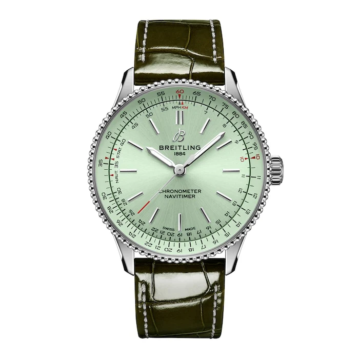 Breitling Navitimer 36mm Ladies Watch Green Alligator Luxury Watch Swiss Made High Precision Movement A17327361L1P1