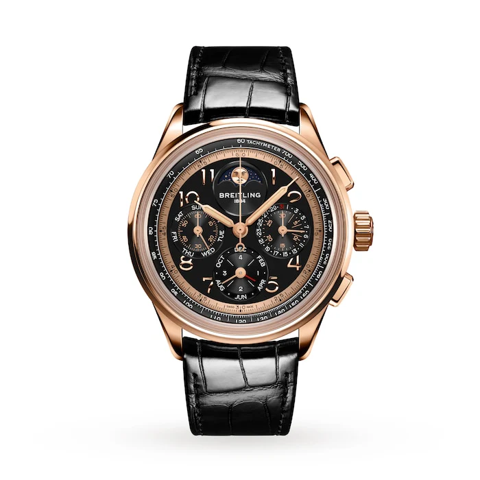 Breitling Premier Automatic 42mm Men’s Watch with Black Material Dial, Gold Case, 100m Water Resistant / RB19401A1B1P1