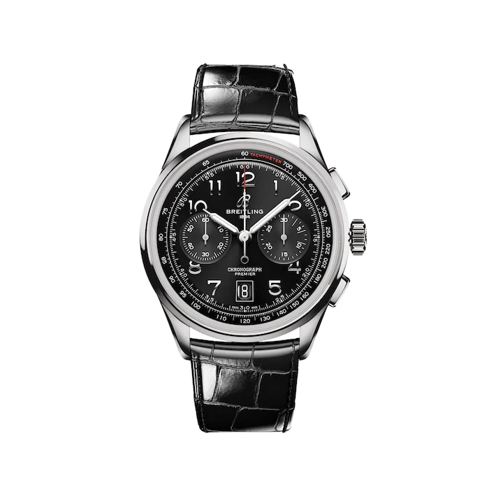 Breitling Premier Automatic 42mm Men’s Watch with Black Material Dial, Stainless Steel Case, 100m Water Resistant / AB0145221B1P1