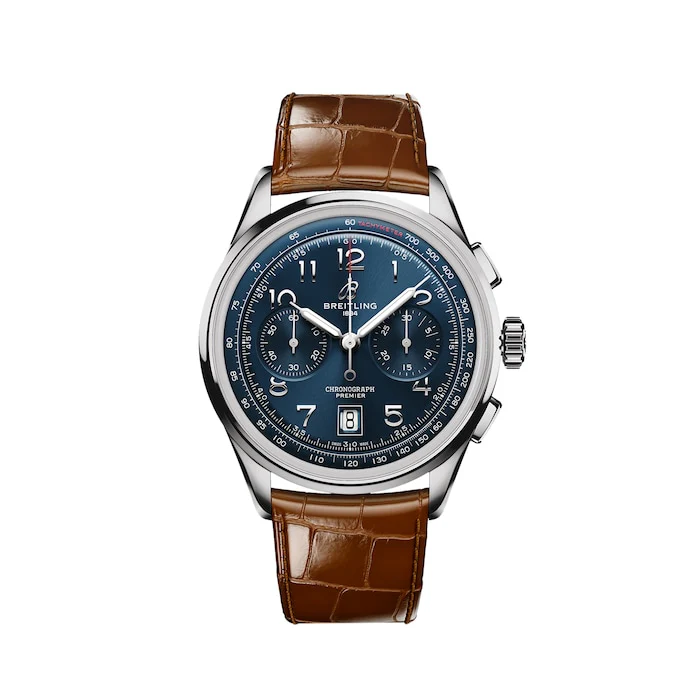 Breitling Premier Automatic 42mm Men’s Watch with Blue Material Dial, Stainless Steel Case, 100m Water Resistant / AB0145171C1P1