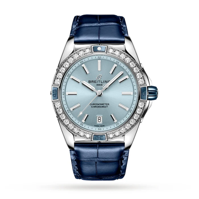 Breitling Super Chronomat Automatic 38 Blue Leather Strap Watch Luxury Watch Swiss Made A17356531C1P1