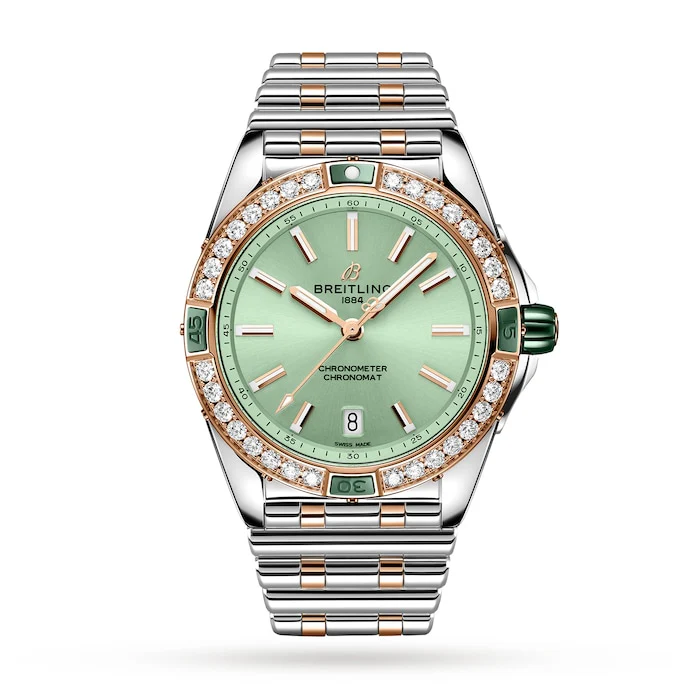 Breitling Super Chronomat Automatic 38 Green Stainless Steel & 18ct Rose Gold Watch Luxury Watch U17356531L1U1
