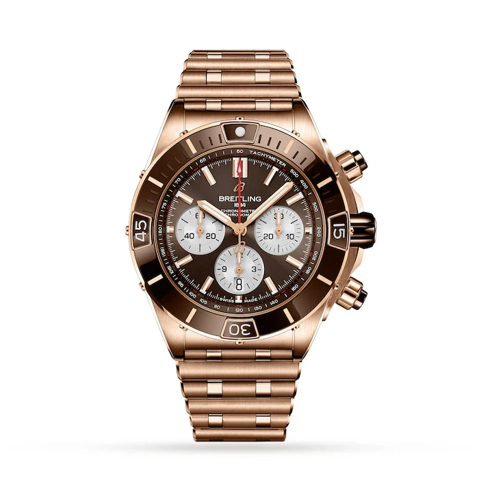 Breitling Super Chronomat B01 44 18k Red Gold Watch Luxury Watch Swiss Made Highâ Precision Movement Sapphire Crystal Premium Case Water Resistant RB0136E31Q1R1
