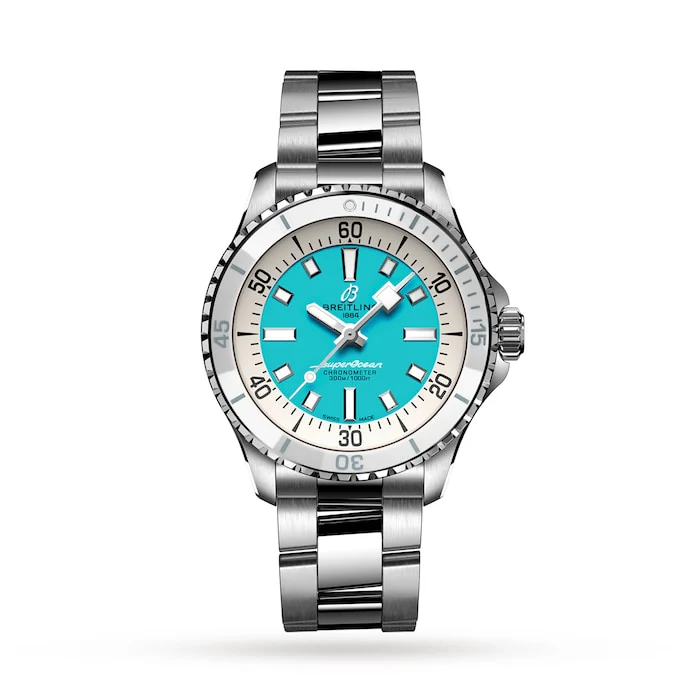 Breitling Superocean Automatic 36 Stainless Steel - Turquoise Watch Luxury Watch Swiss Made A17377211C1A1