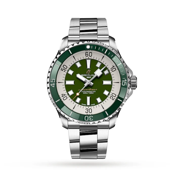 Breitling Superocean Automatic 44 Stainless Steel - Green Watch Luxury Watch Swiss Made Automatic Movement Sapphire Crystal Stainless Steel Case A17376A31L1A1