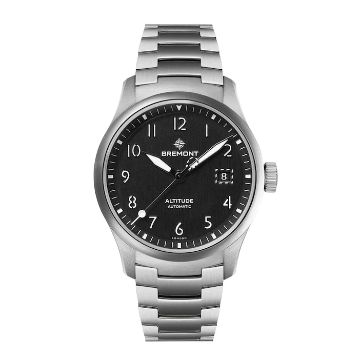 Bremont Automatic 39mm Men’s Watch with Black Material Dial, Stainless Steel Case & Bracelet, 100m Water Resistant / ALT39-DT-SS-BK-B
