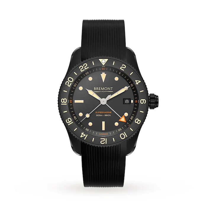 Bremont Automatic 40mm Men’s Watch with Black Material Dial, Stainless Steel Case, 300m Water Resistant / S302-JET-R-S