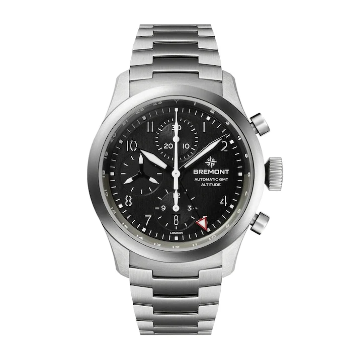 Bremont Automatic 42mm Men’s Watch with Black Material Dial, Stainless Steel Case & Bracelet, 100m Water Resistant / ALT42-CHR-G-SS-BK-B