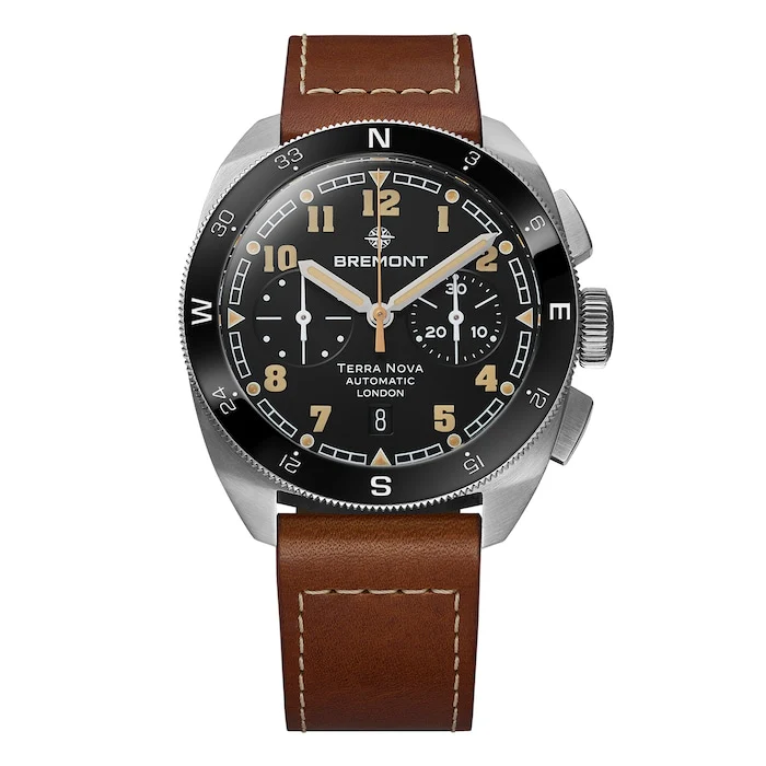 Bremont Elegance Automatic Men’s Watch with Black Material Dial, Stainless Steel Case, 100m Water Resistant / TN42-CHR-SS-BK-L-S