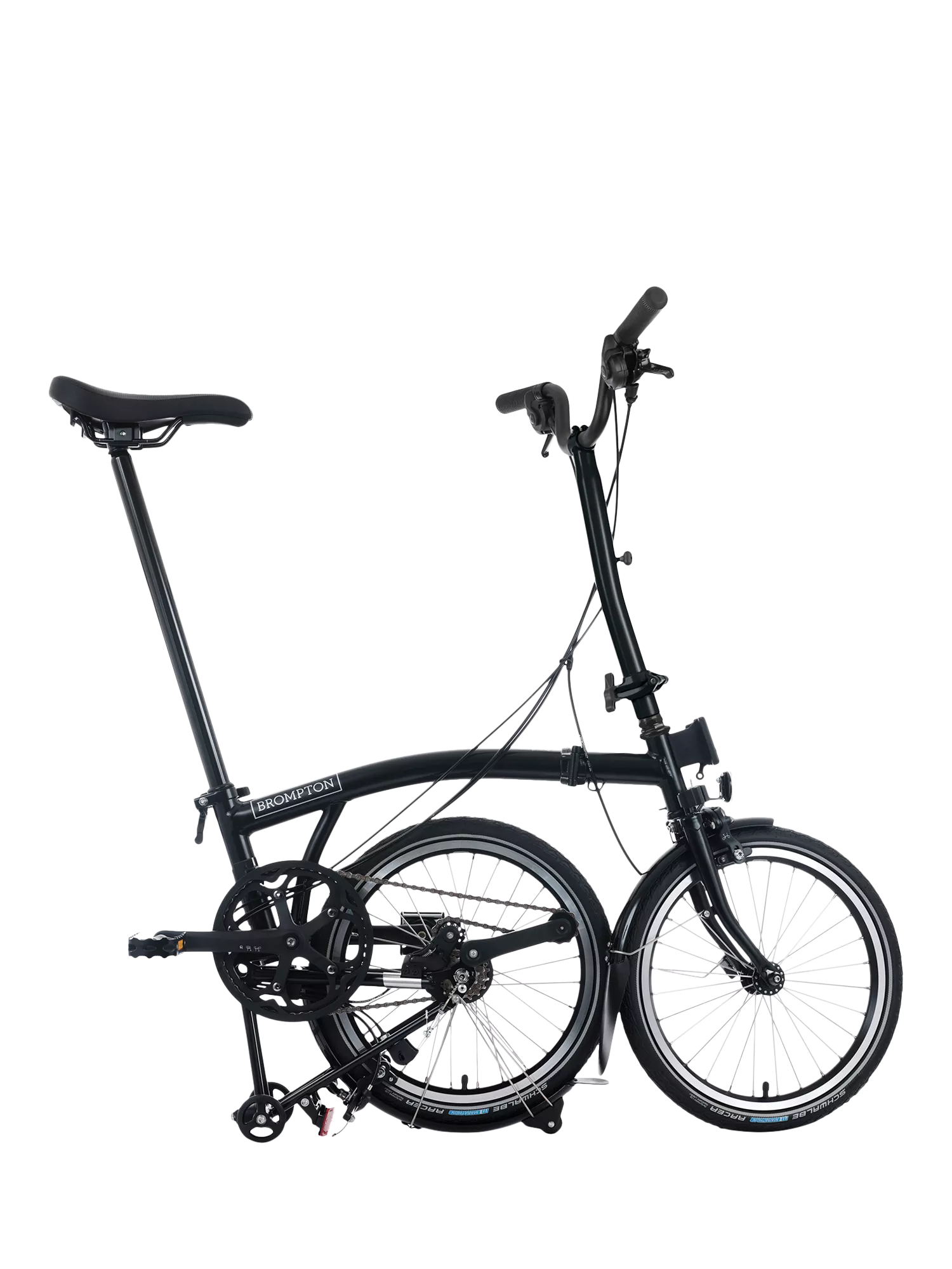 Brompton C Line 12-Speed High Handlebar Folding Bike, Matt Black - Image 3