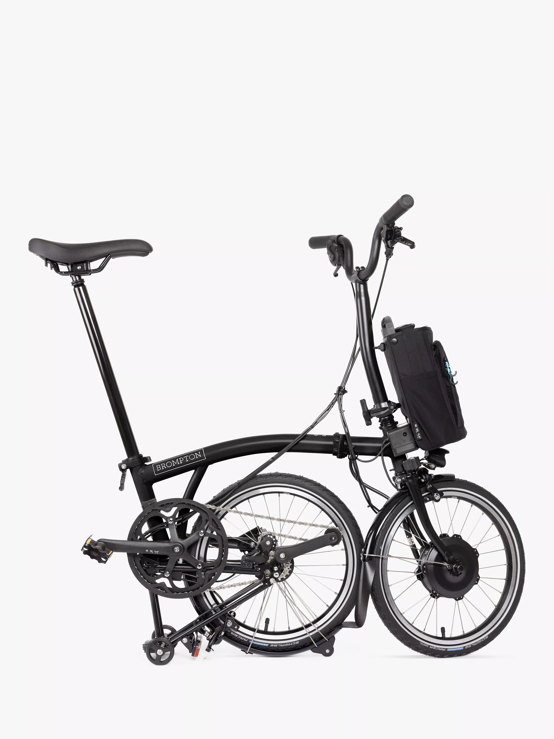 Brompton Electric C Line Urban Mid Handlebar Folding Bike, Matt Black - Image 3