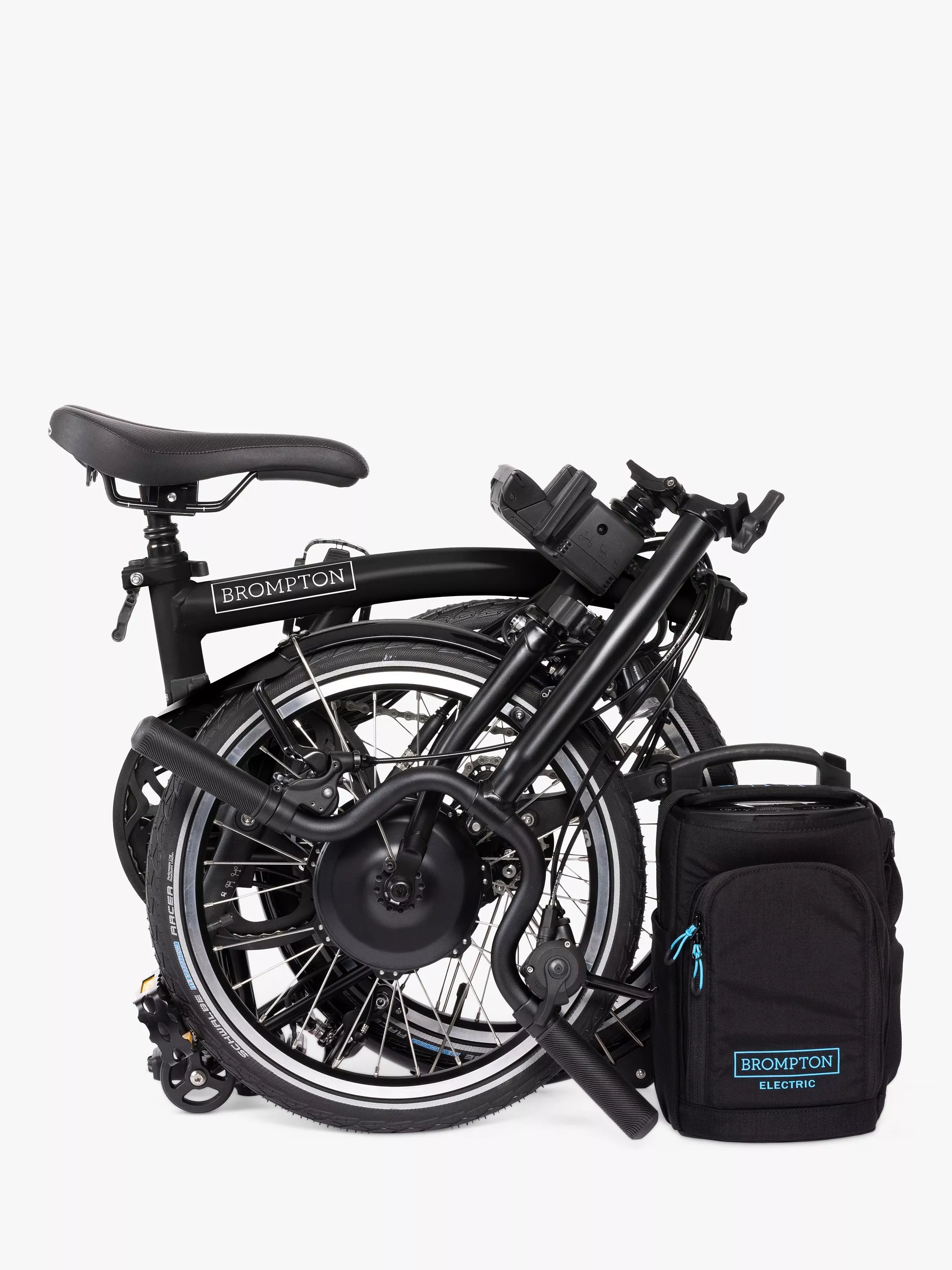 Brompton Electric C Line Urban Mid Handlebar Folding Bike, Matt Black - Image 4