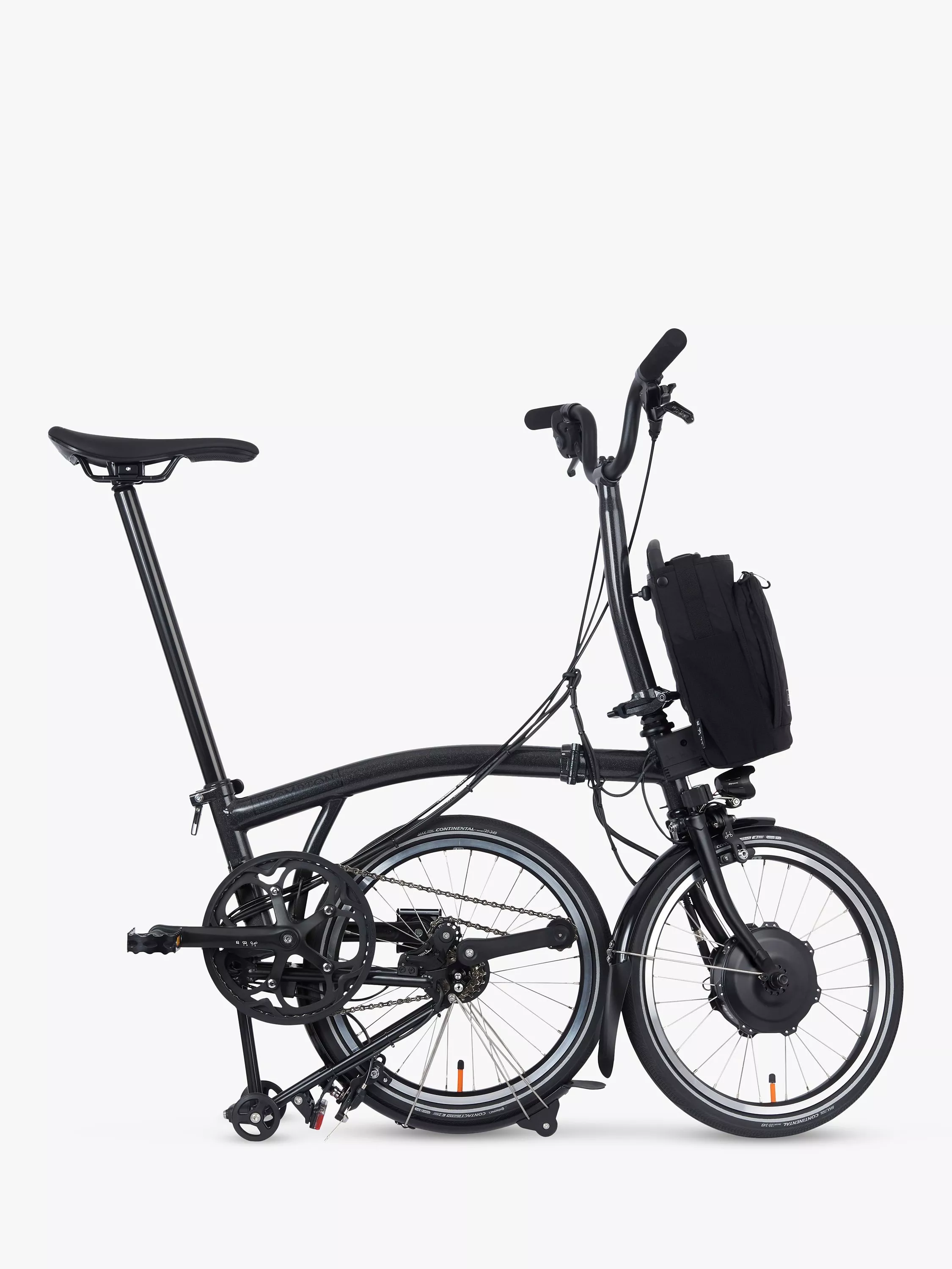 Brompton Electric P Line Urban Mid Handlebar Folding Bike, Midnight Black - Image 3