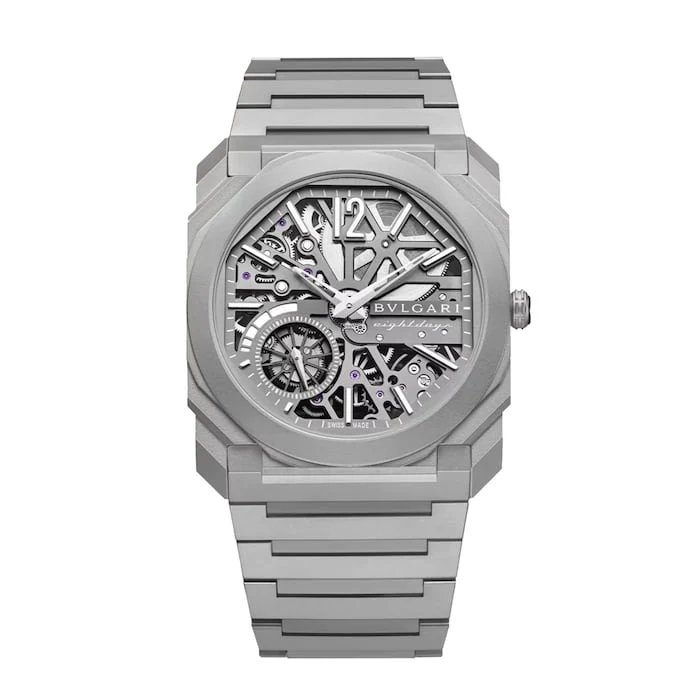 Bvlgari Automatic 50mm Men’s Watch with Grey Material Dial, Titanium Case, 30m Water Resistant / 103610