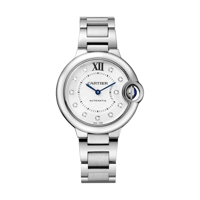 Cartier Ballon Bleu De Cartier Watch 33mm, Automatic Movement, Steel, Diamonds Luxury Watch W4BB0021