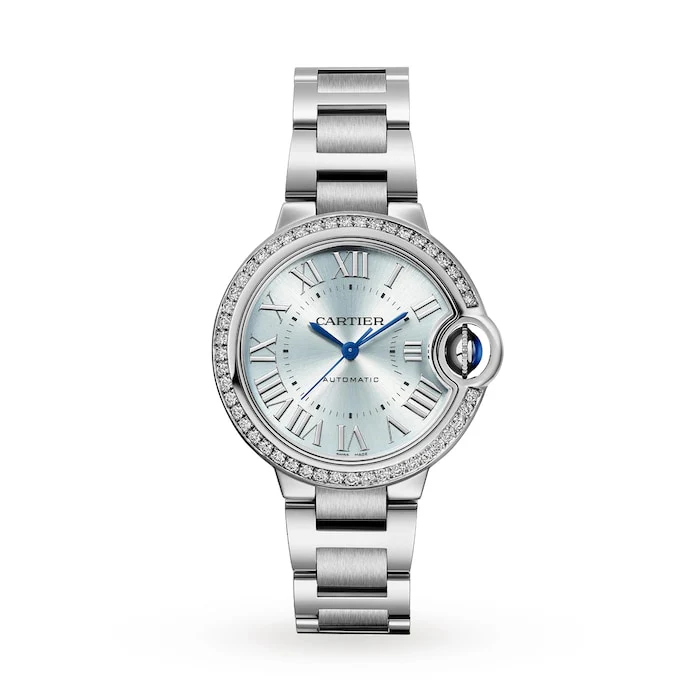 Cartier Ballon Bleu De Cartier Watch 33mm, Automatic Movement, Steel, Diamonds Luxury Watch W4BB0028