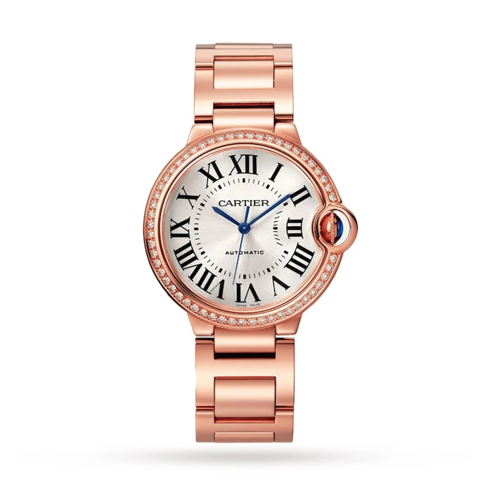 Cartier Ballon Bleu De Cartier Watch 36mm, Mechanical Movement With Automatic Winding, Rose Gold, Diamonds WJBB0064