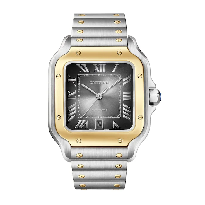 Cartier Elegance Automatic 40mm Men’s Watch with Grey Material Dial, Gold Case, 100m Water Resistant / W2SA0030