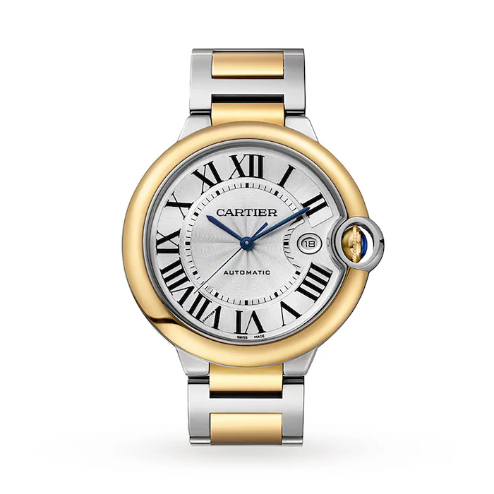 Cartier Elegance Automatic 42mm Men’s Watch with Silver Material Dial, Gold Case, 30m Water Resistant / W2BB0039